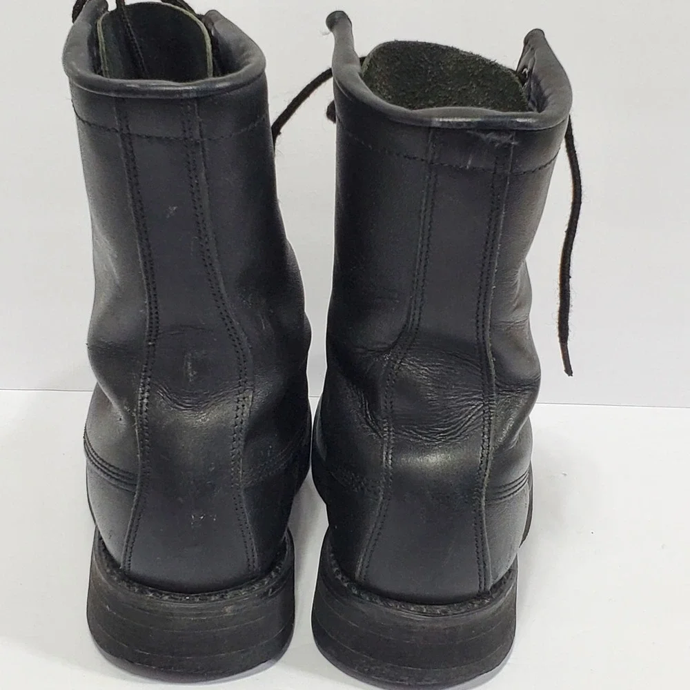 Addison Shoe Co. Military Combat Mens US 5R Black Leather Steel Toe Ankle Boots